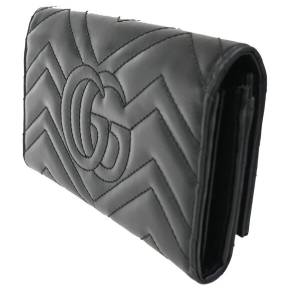 GUCCI Marmont Continental GG Long Bifold Wallet Leather Black GHW 81TA043 - Picture 4 of 16